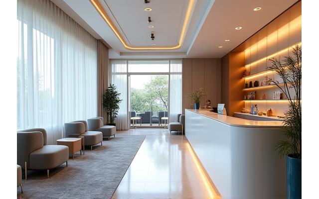 Zone d'accueil luxueuse et lumineuse du salon Manucure Azur